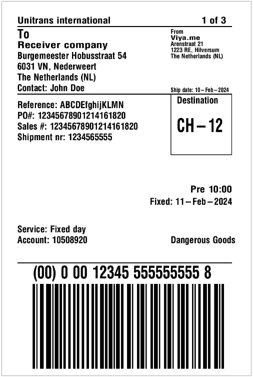 example standard label